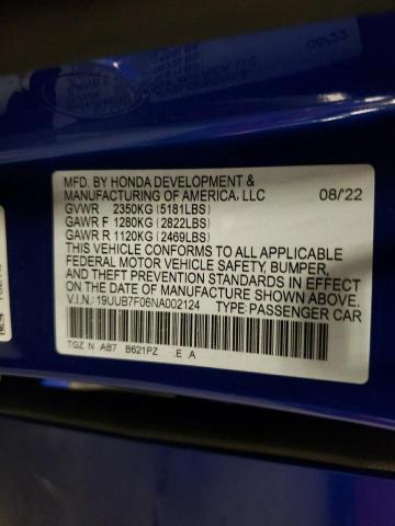 ACURA TLX 2022 VIN 19UUB7F06NA002124