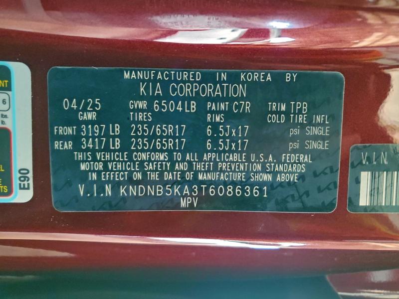 KIA CARNIVAL L 2026 VIN KNDNB5KA3T6086361