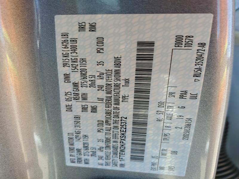 FORD F150 STX 2025 VIN 1FTEW2KPXSKE25372