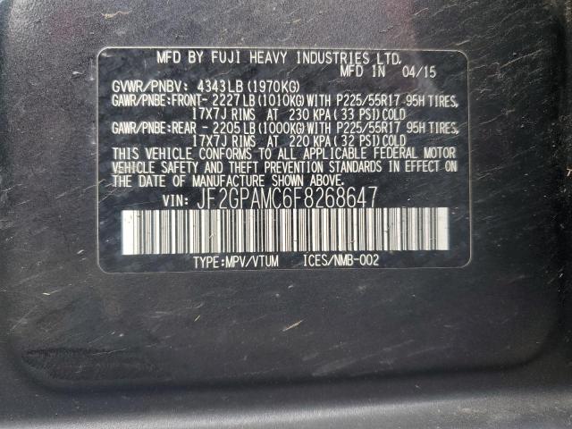 SUBARU XV 2015 VIN JF2GPAMC6F8268647