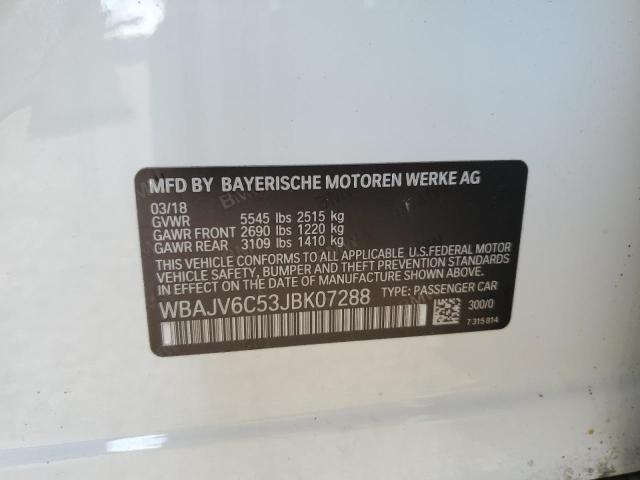 BMW 6 SERIES 2018 VIN WBAJV6C53JBK07288