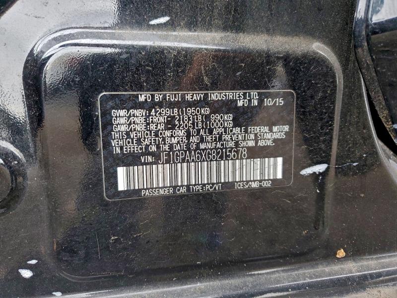 SUBARU IMPREZA 2016 VIN JF1GPAA6XG8215678