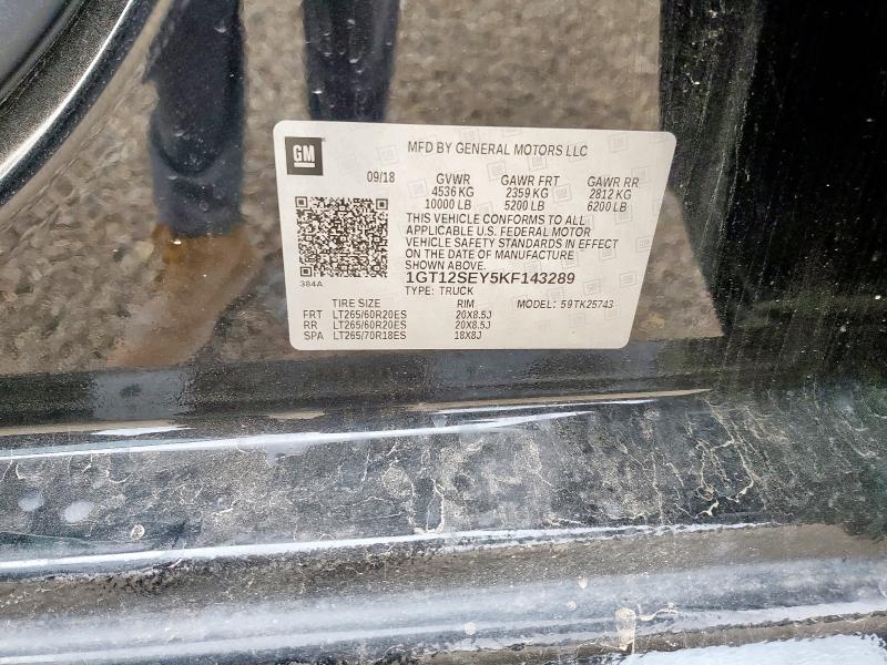 GMC SIERRA 2019 VIN 1GT12SEY5KF143289