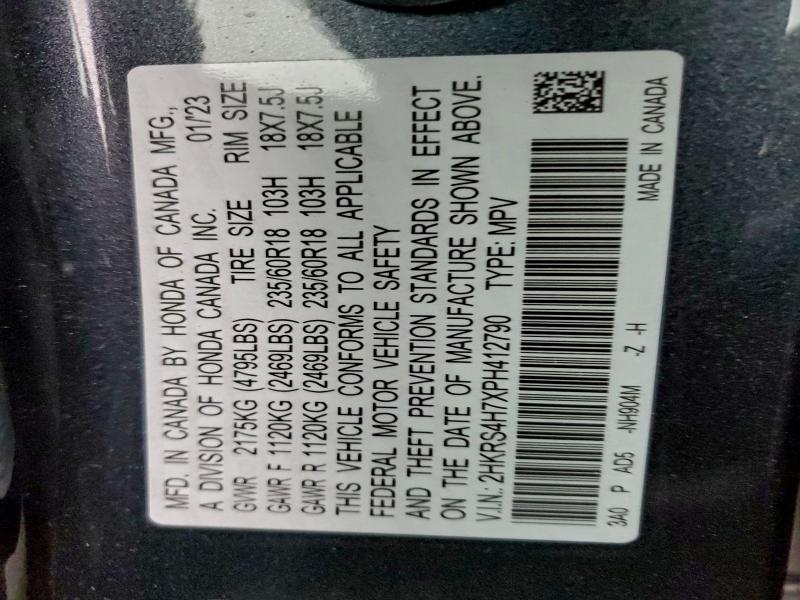 HONDA CRV 2023 VIN 2HKRS4H7XPH412790
