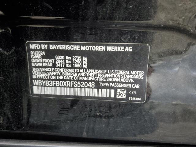 BMW I4 XDRIVE 2024 VIN WBY83FB0XRFS52048