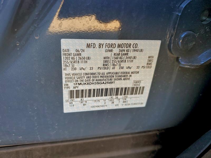 FORD EXPLORER A 2025 VIN 1FMUK8DH3SGA25491