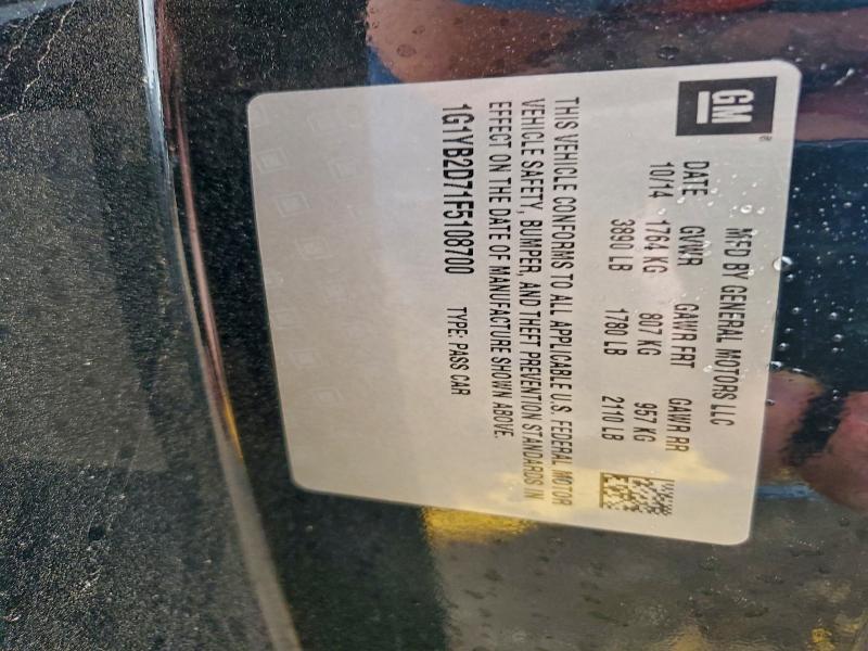 CHEVROLET CORVETTE 2015 VIN 1G1YB2D71F5108700