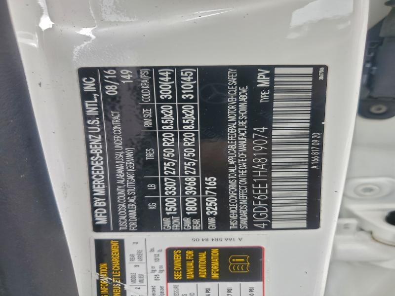 MERCEDES-BENZ GLS-CLASS 2017 VIN 4JGDF6EE1HA819074