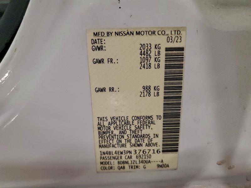 NISSAN ALTIMA 2023 VIN 1N4BL4EW3PN376716