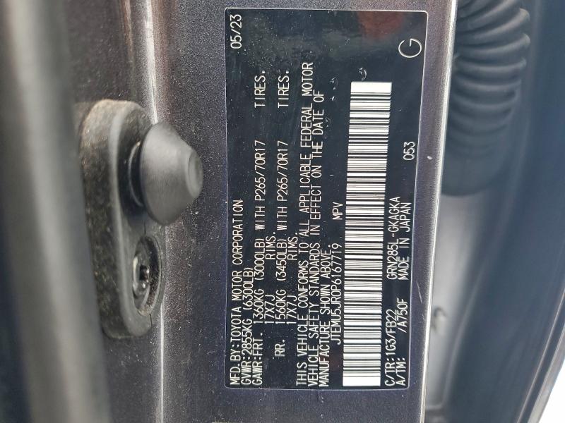 TOYOTA 4RUNNER SE 2023 VIN JTEMU5JR0P6167719