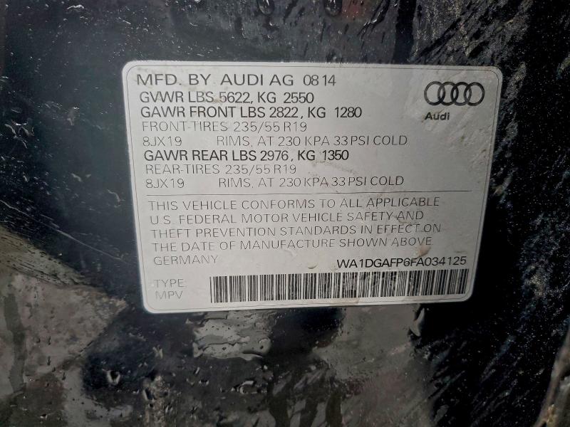 AUDI Q5 2015 VIN WA1DGAFP6FA034125