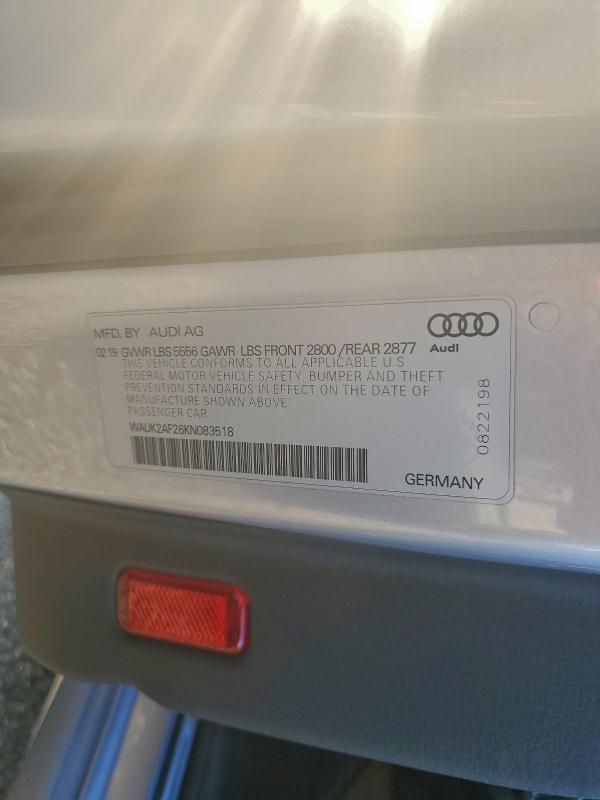AUDI A6 2019 VIN WAUK2AF26KN083518