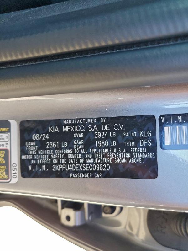 KIA K4 EX 2025 VIN 3KPFU4DEXSE009620