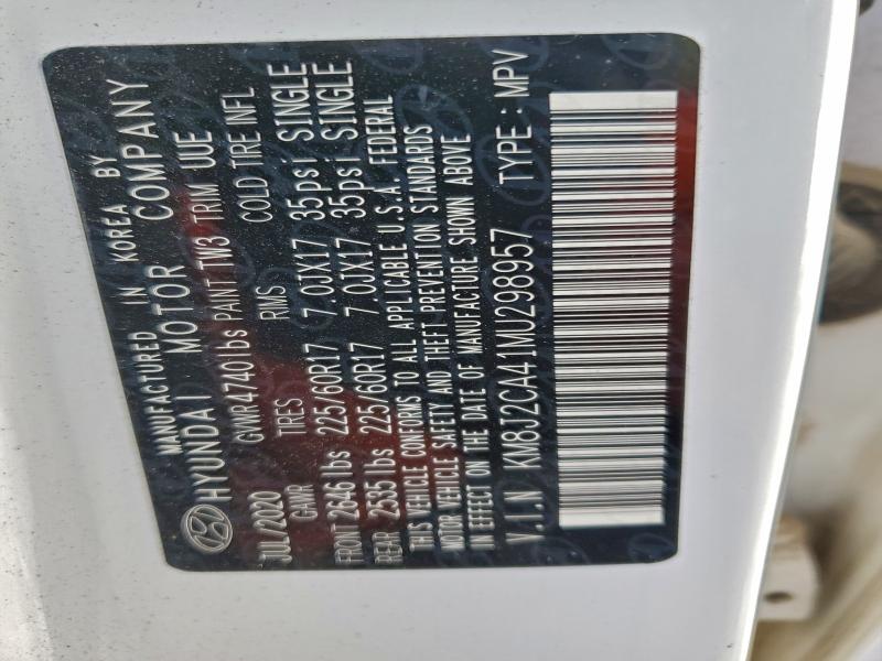 HYUNDAI TUCSON 2021 VIN KM8J2CA41MU298957