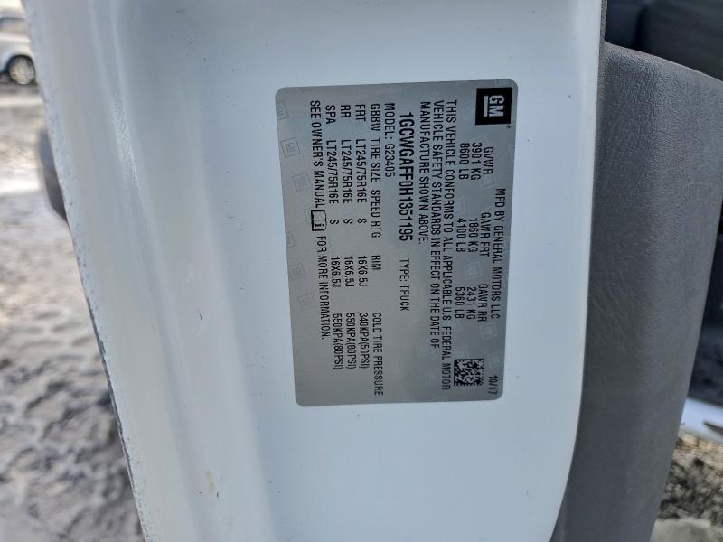 CHEVROLET EXPRESS 2017 VIN 1GCWGAFF0H1351195