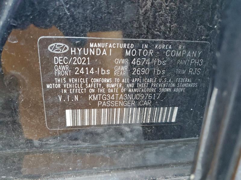 GENESIS G70 BASE 2022 VIN KMTG34TA3NU097617