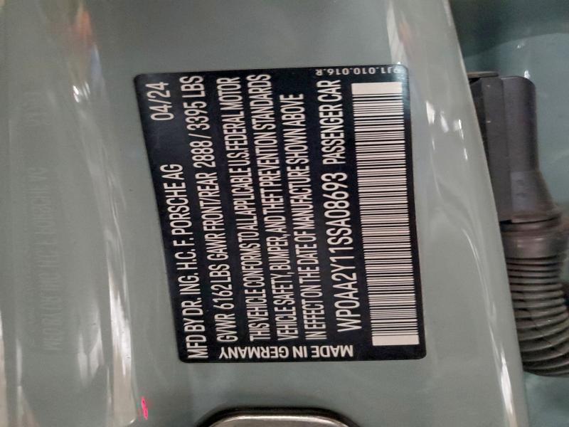 PORSCHE TAYCAN BAS 2025 VIN WP0AA2Y11SSA08693