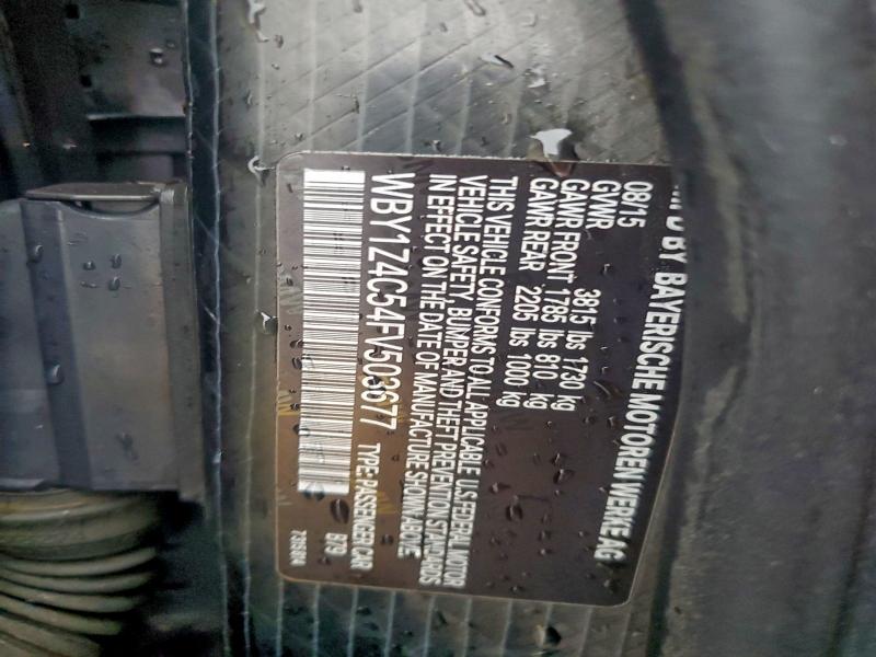 BMW I SERIES 2015 VIN WBY1Z4C54FV503677