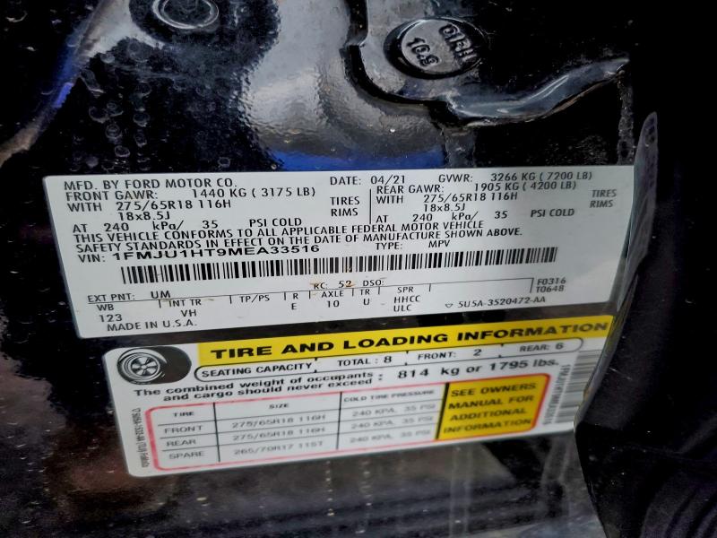 FORD EXPEDITION 2021 VIN 1FMJU1HT9MEA33516