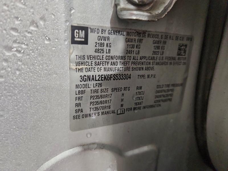 CHEVROLET CAPTIVA 2015 VIN 3GNAL2EK6FS533304