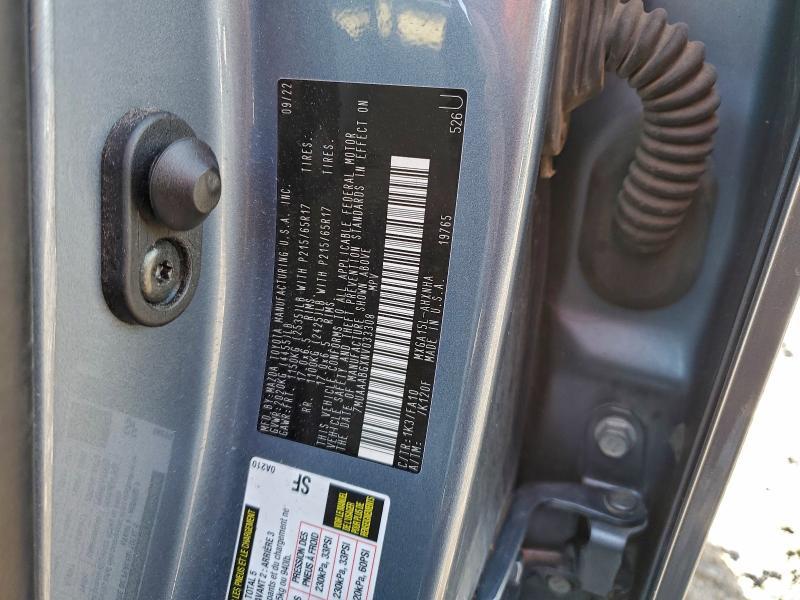 TOYOTA COROLLA CR 2022 VIN 7MUAAABGXNV033308