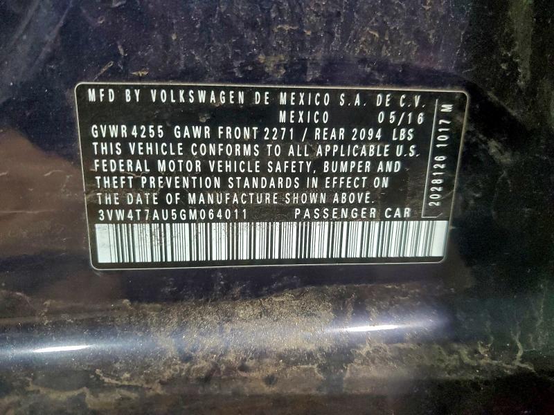 VOLKSWAGEN GTI 2016 VIN 3VW4T7AU5GM064011