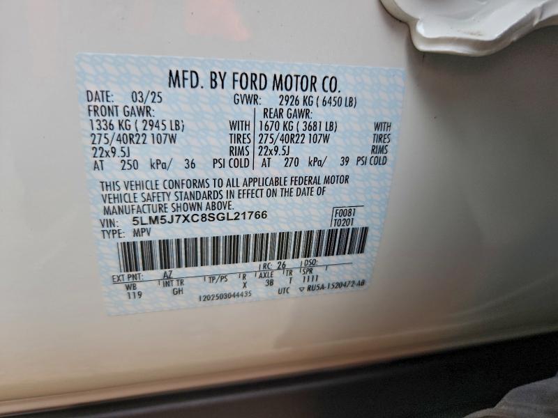 LINCOLN AVIATOR 2025 VIN 5LM5J7XC8SGL21766