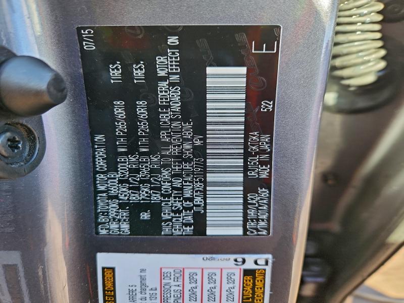 LEXUS GX 2015 VIN JTJBM7FX8F5119773