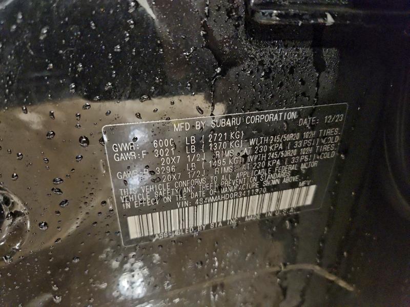 SUBARU ASCENT ONY 2024 VIN 4S4WMAHD0R3411370