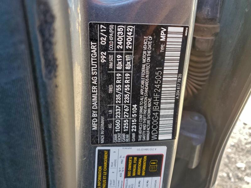 MERCEDES-BENZ GLC-CLASS 2017 VIN WDC0G4JB4HF245051