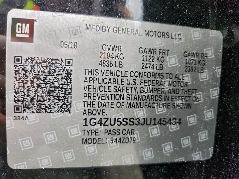 BUICK LACROSSE 2018 VIN 1G4ZU5SS3JU145434