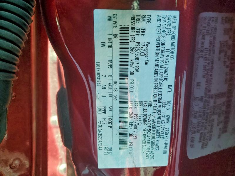 FORD CMAX 2016 VIN 1FADP5CU1GL101281