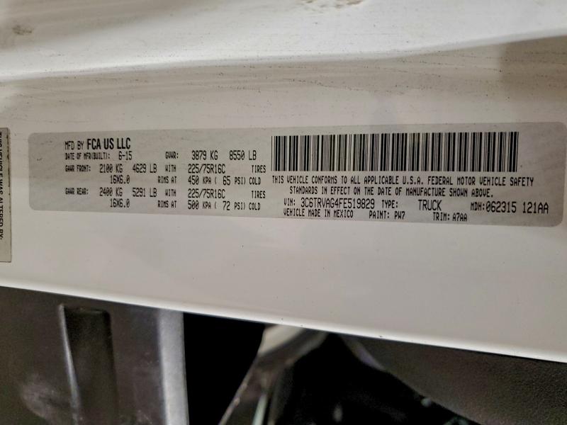 RAM PROMAS1500 2015 VIN 3C6TRVAG4FE519829