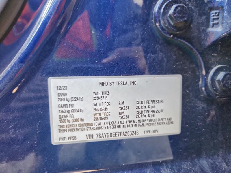 TESLA MODEL Y 2023 VIN 7SAYGDEE7PA203246