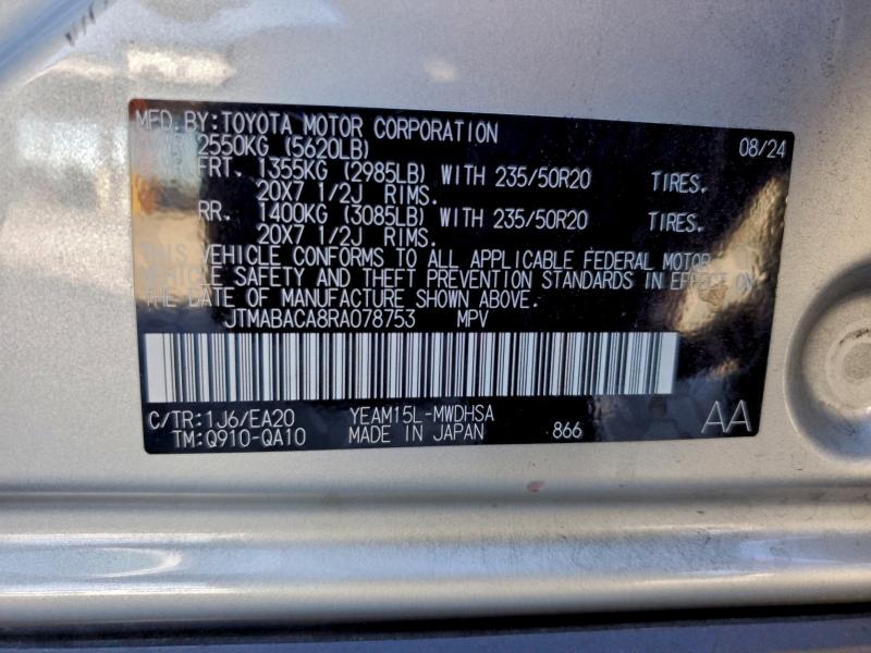 TOYOTA BZ4X XLE 2024 VIN JTMABACA8RA078753