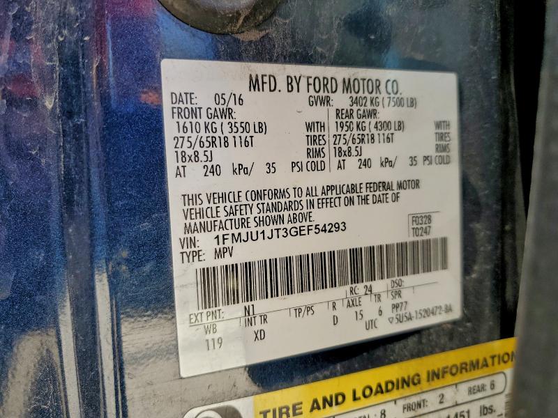 FORD EXPEDITION 2016 VIN 1FMJU1JT3GEF54293