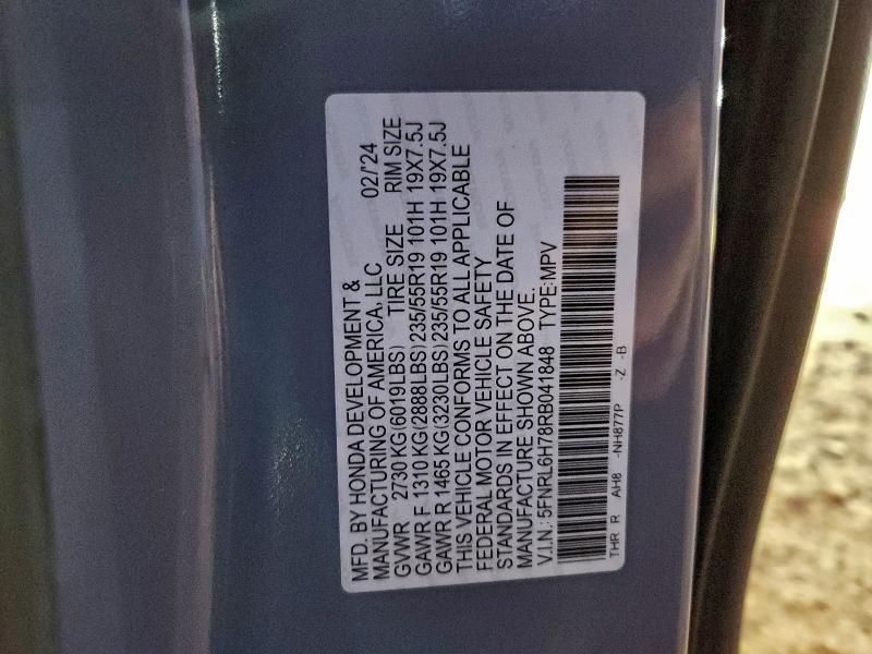 HONDA ODYSSEY SP 2024 VIN 5FNRL6H78RB041848