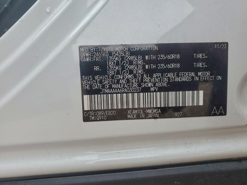 TOYOTA BZ4X XLE 2024 VIN JTMAAAAA6RA030237