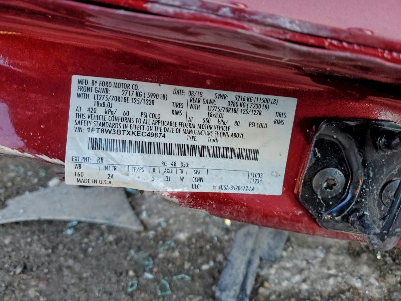 FORD F350 2019 VIN 1FT8W3BTXKEC49874