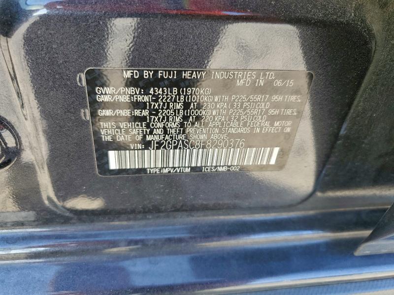 SUBARU XV 2015 VIN JF2GPASC8F8290376