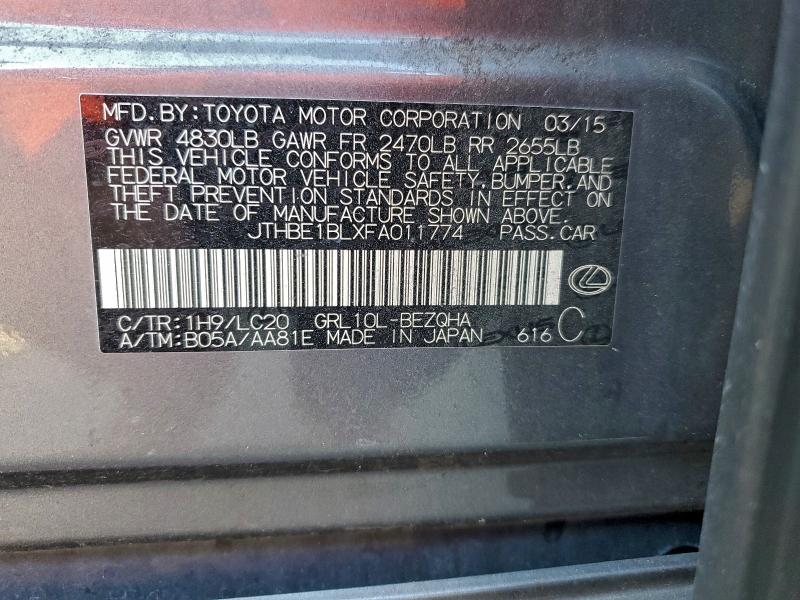 LEXUS GS350 2015 VIN JTHBE1BLXFA011774