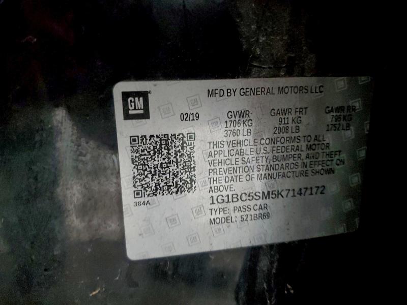 CHEVROLET CRUZE 2019 VIN 1G1BC5SM5K7147172