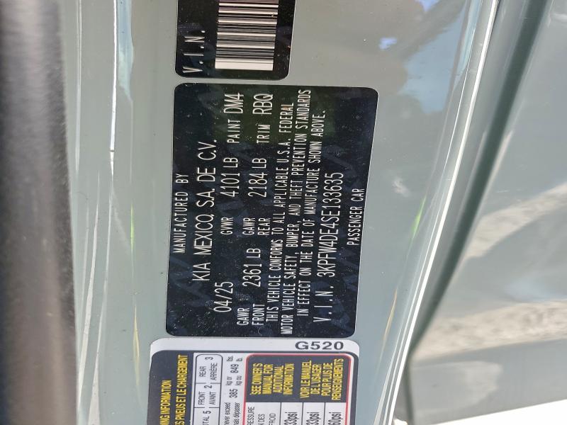 KIA K4 GT LINE 2025 VIN 3KPFW4DE4SE133635