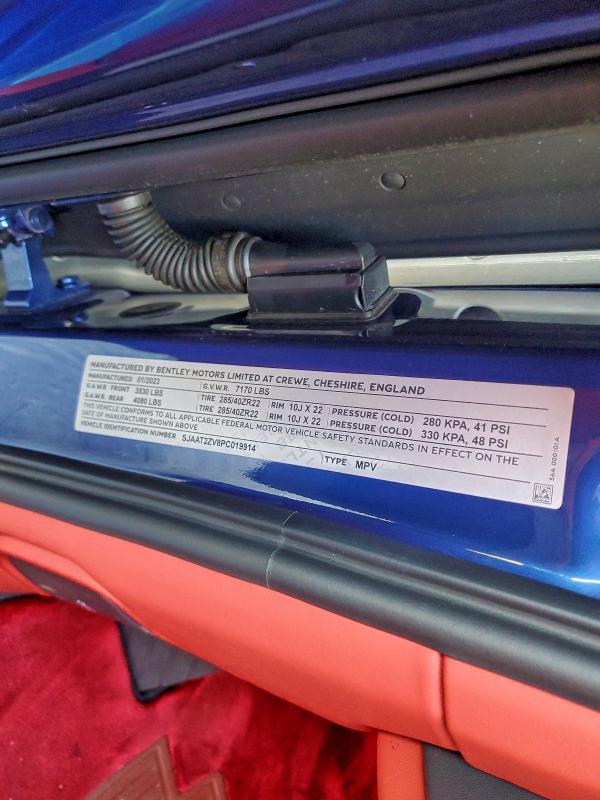 BENTLEY ALL MODELS 2023 VIN SJAAT2ZV8PC019914