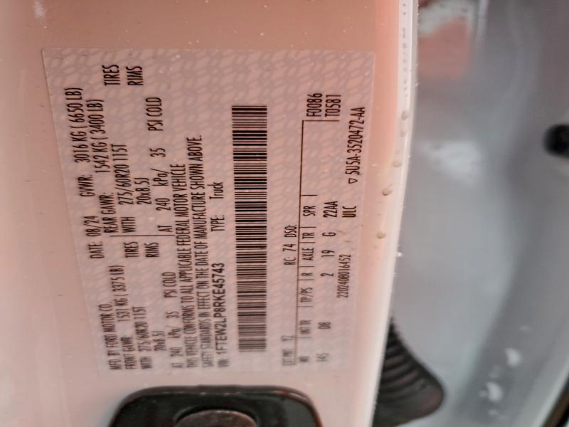 FORD F150 STX 2024 VIN 1FTEW2LP8RKE45743