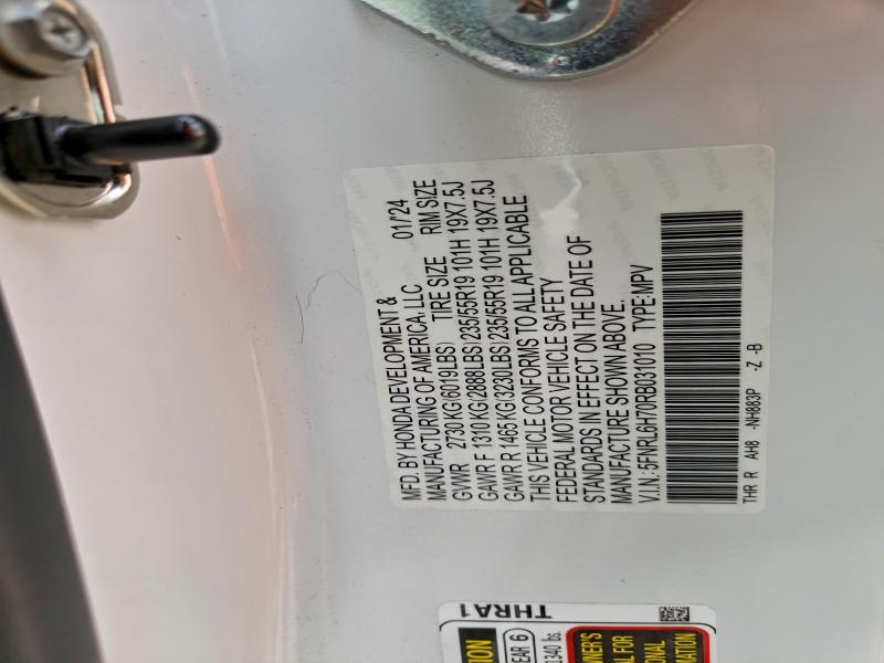 HONDA ODYSSEY SP 2024 VIN 5FNRL6H70RB031010