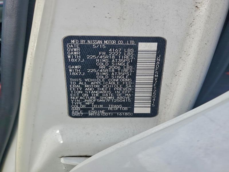 NISSAN JUKE 2015 VIN JN8DF5MV7FT250415