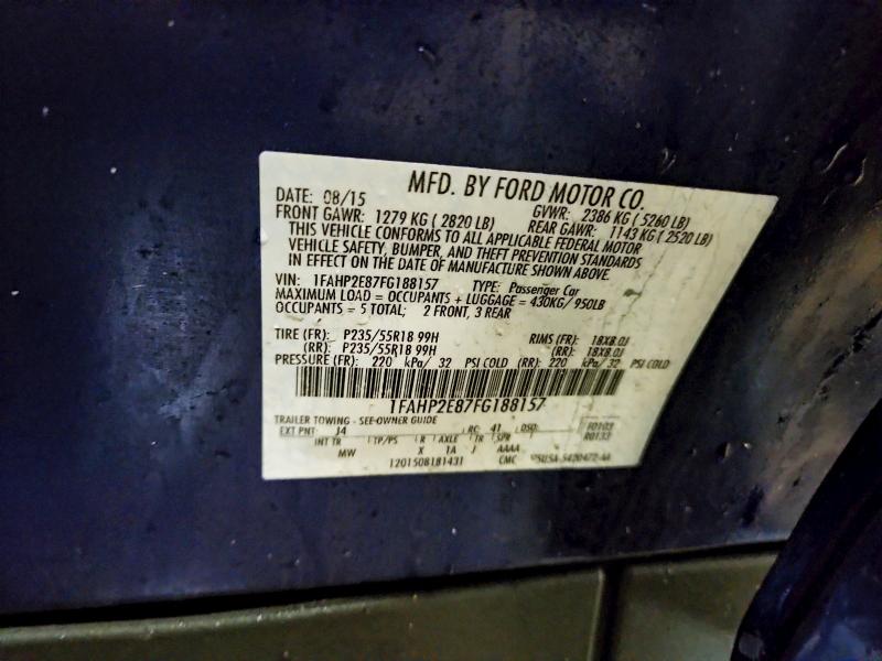 FORD TAURUS 2015 VIN 1FAHP2E87FG188157