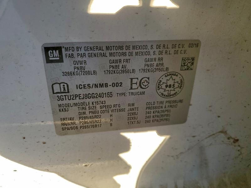 GMC SIERRA 2016 VIN 3GTU2PEJ8GG240165