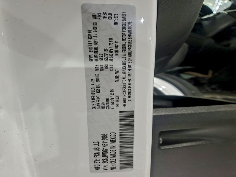 RAM All Models 2022 VIN 3C6LRVDG1NE116093